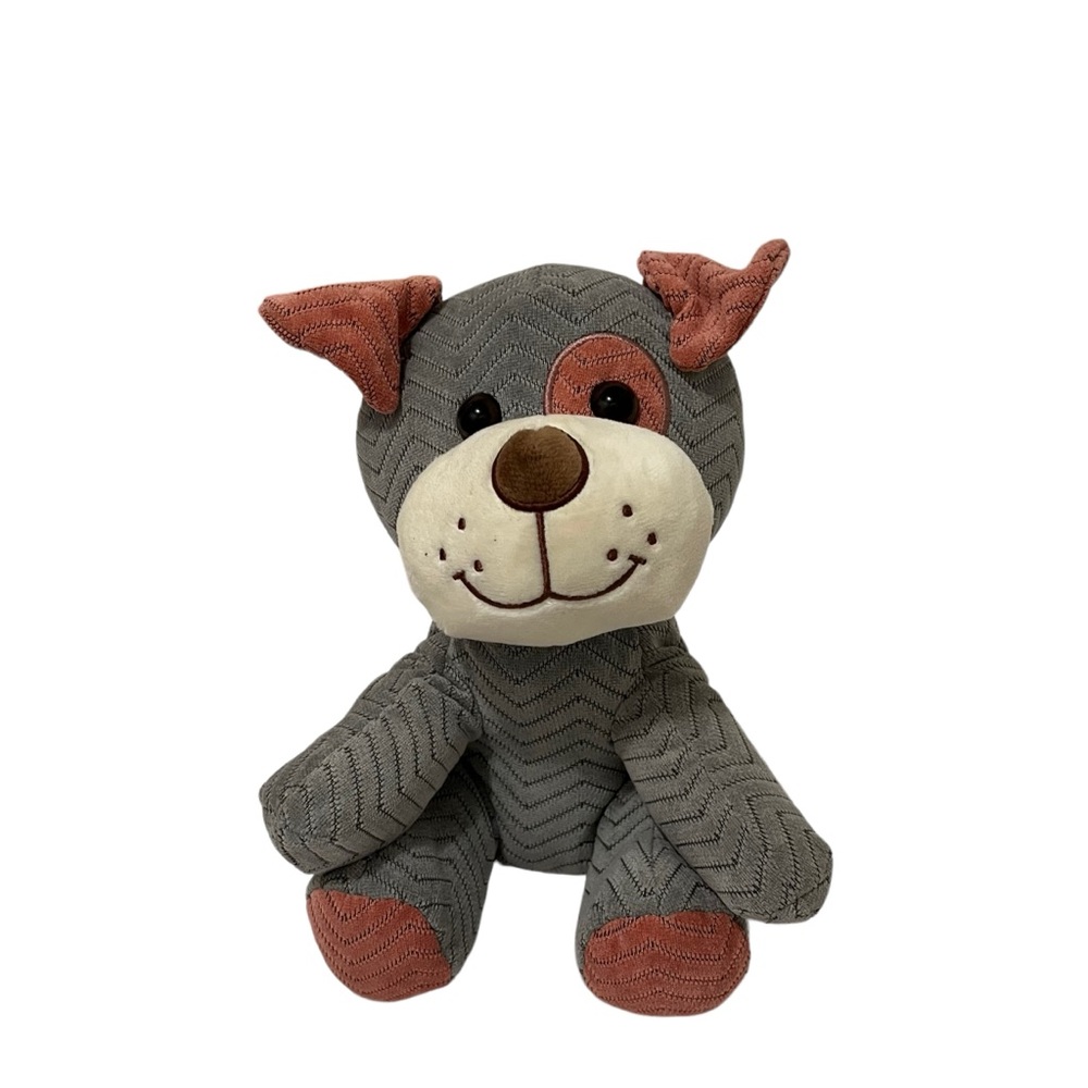 Hug Fun Puppy Dog 10” Plush Gray Pink Chevron Texture Design Stuffed Animal Toy